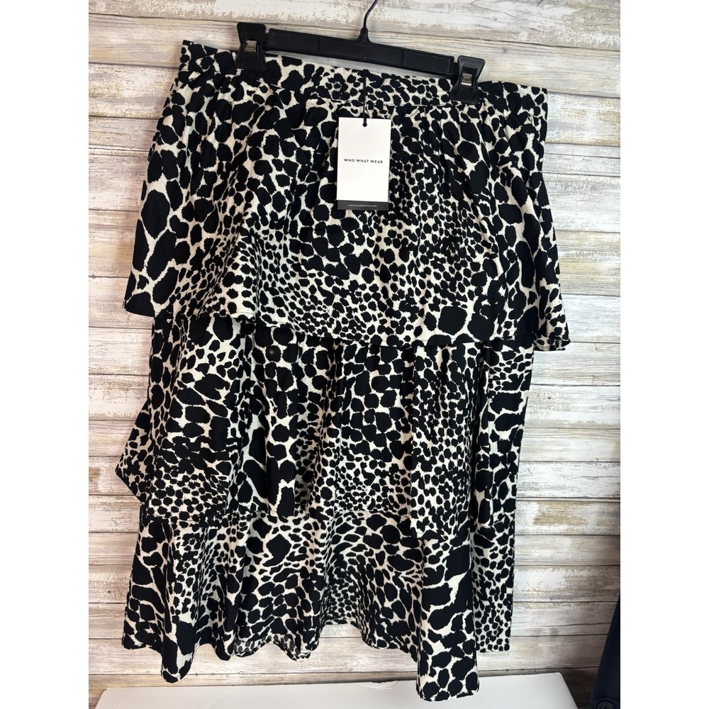 Who What Wear Spotted Tiered High Rise Skirt Size 16 NWT